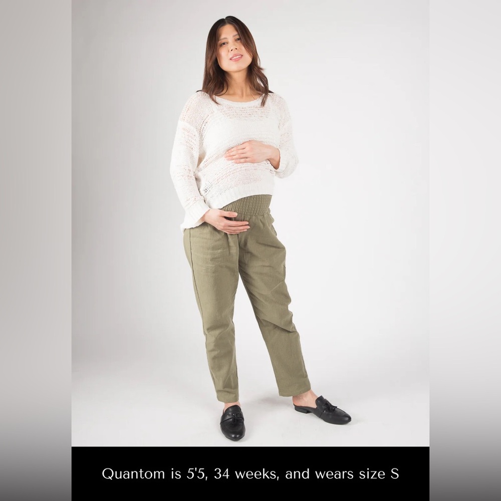 Emme Mama Transitional Maternity and Postpartum Smocked Linen Pant